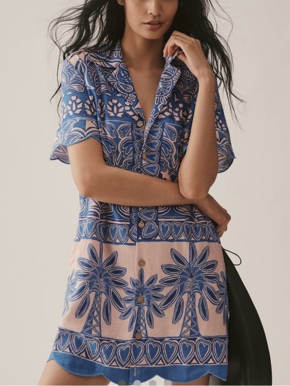 Farm Rio x Anthropologie. Scalloped Shirt dress size large